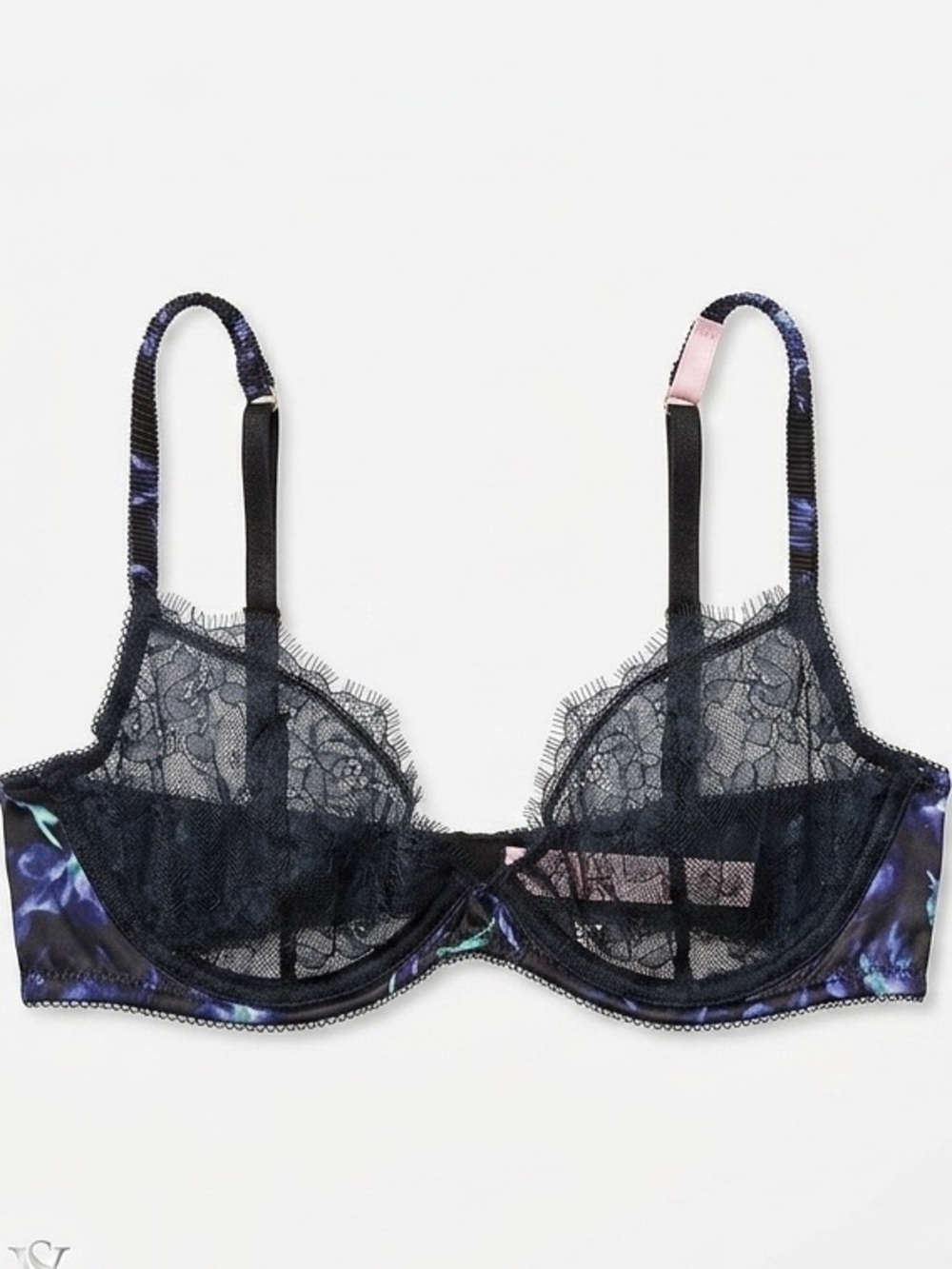 34B Sheer Lace Floral Underwire Bra.